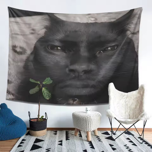 Cat man tapestry - man, face