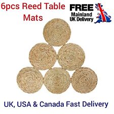Eco-Friendly Handmade 6PCS Reed Round Table Mats Set, 8inch Woven Placement Rush