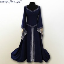 Women Fancy Dresses Renaissance Vintage Costume Medieval Princess Dress Solid UK
