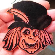 VOODOO MAN PIN BADGE vintage 1980s halloween AGC scary hard plastic pin BADGE