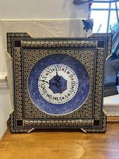 Traditional Handmade Middle Eastern Wood Clock Antique Octagon