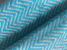 Exclusive Cashmere sofa blanket, Throw Handmade in Nepal Herringbone Turquoise &