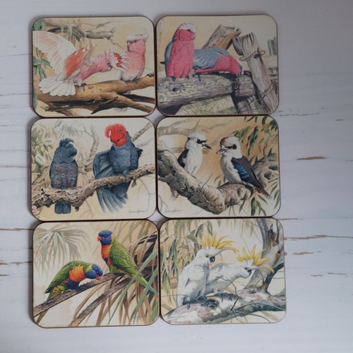 Parrot coaster cork back - parrot, x6