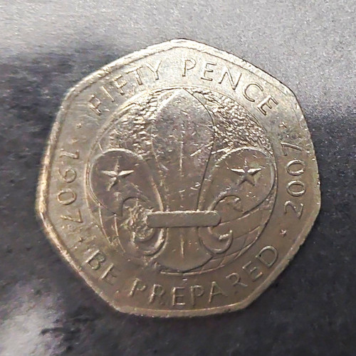 50p coin 2007 scouts 100 - coin,
