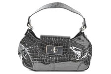 Stuart Weitzman Russel & Bromley Black Mock Croc Effect Shoulder Handbag 