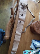 Antique Leather Gun Slip Case 46 Inches Long Tassels  Cream