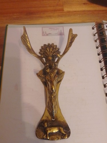 Vintage brass stag door - vintage,