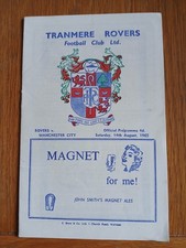 Tranmere Rovers v Manchester City.  14th August, 1965. Friendly.