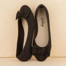 Lilley Womens Shoes Black Adults Ladies Ballerina School Ballerinas Bow SIZE