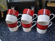 MARKS AND SPENCER MANHATTAN RED MUGS X 6