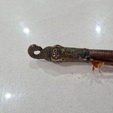 antique Victorian riding crop whip leather Griffin Bronze Hunting Indian? 