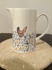 Gisela Graham "Spring Meadow" Collection Chicken & Wildflowers Large Jug 7.5"