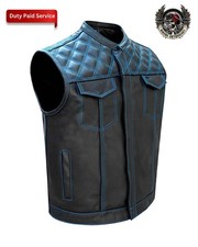 Men's Leather Vest Royal Blue