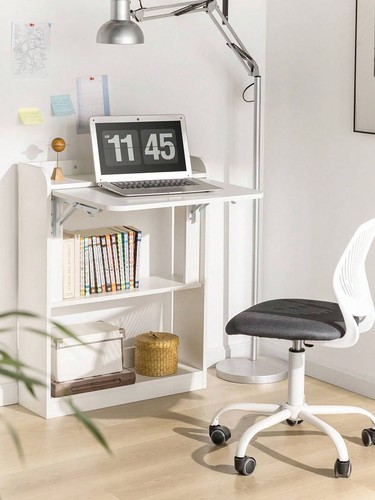 White 64cm folding desk - white, 3