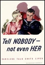 Tell Nobody Not Even Her WWII Propaganda Poster | Vintage World War 2 Art Print