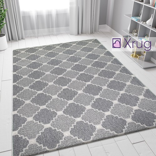 Grey trellis rug 100 cotton - rug, 100%