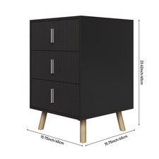 2/3 Drawer Black Bedside