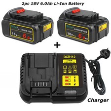 2x 18V 6.0Ah Slide Battery Charger for Dewalt DCB184 DCB180 DCB182 DCF885 DCB200