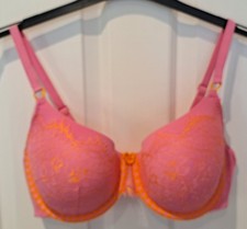 M&S Boutique 38D Bright Pink mix padded underwired Demi Cup bra.
