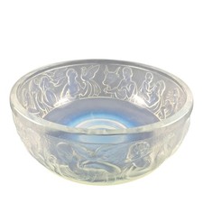 Art Deco Sabino Opalescent Glass Bowl Classical Greek Roman Figures Scene