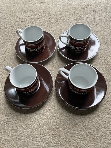 Four espresso cups and saucers - four,
