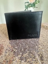 TED BAKER Leather Wallet Mens Black Oxblood Bifold Card and Notes Holder NEW