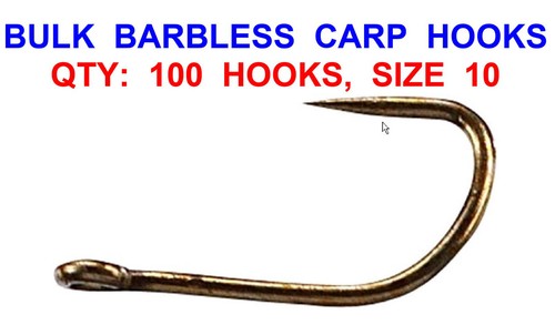 Bulk 100 barbless carp hooks - barbless,