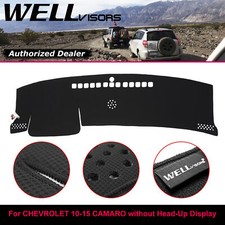 Black Dash Mat For 2010-2015 Chevrolet Camaro W/O HUD WELLvisors 3-886CH003