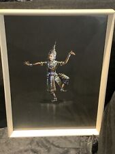 Vintage Traditional Thai Dancer Framed Gouache Painting 14.5" X 11" Signed CHANA