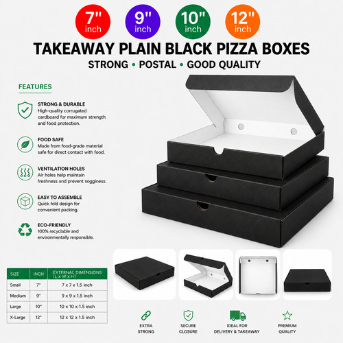 Takeaway plain black pizza - black,