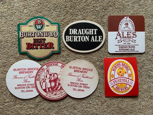 Burton breweries beer mats - burton,