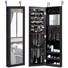 2-IN-1 Jewelry Cabinet Wall & Door Mounted Jewelry Armoire Full-Length Mirror