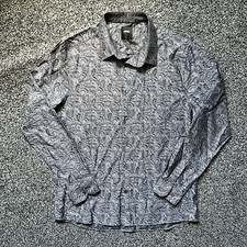 Burton Mens Paisley Shirt Size L Grey Long Sleeve Button Up Casual