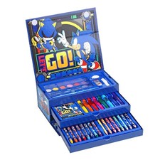 Sonic The Hedgehog Colouring Tool Box Art Craft Set 52pcs Case Stationery Blue