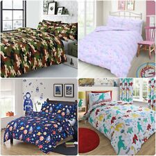 Single Bed Duvet Quilt Cover Bedding Sets Kids Space Camouflage Dinosaur Unicorn