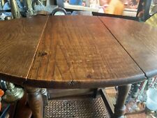 Small Vintage Solid Oak Drop Leaf Coffee Table Oval,,19 Inches Tall,heavy.