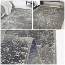 Grey Silver Rug Abstract