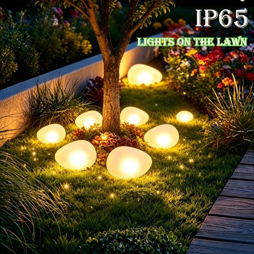 Solar pebble lights outdoor - pebble,