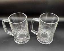 2 x Half Pint Tankard Cut Glass Bottom. Heavy, approx. 450g per mug.  Good cond.