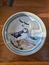 Gift Highland Stoneware Pottery Charger Bowl Puffins 36cm Scotland Studio Art