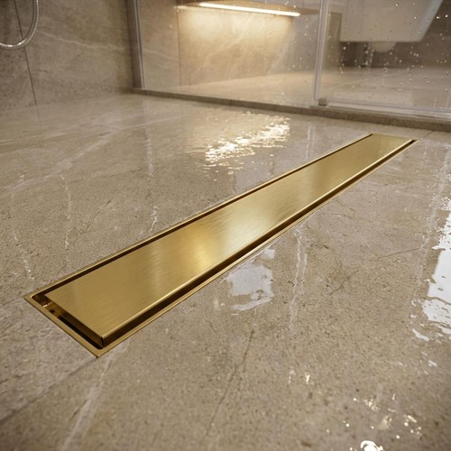 Linear shower drain - shower, brushed