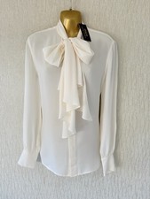 Exquisite Ralph Lauren New Cream Mulberry Silk Pussy Bow Blouse UK10 Stunning