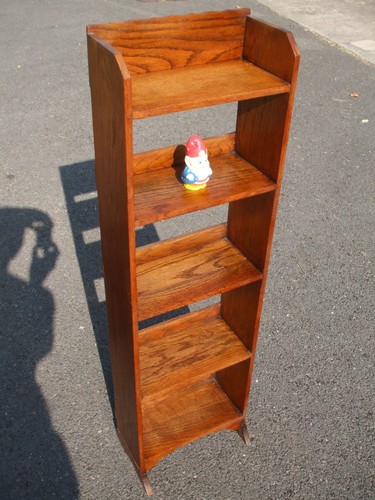 Antique oak narrow bookcase