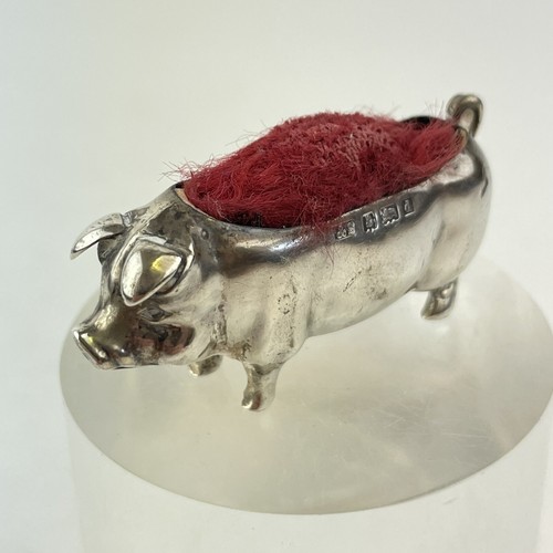 Antique solid silver pig - solid, pin