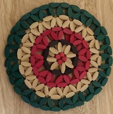 Vintage Wooden beaded Table / Trivet Heat Proof mats X 2. 