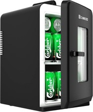 Mini Fridge 15 Liter/21 Cans, Upgrade Portable AC+DC Power Small Fridge for Car
