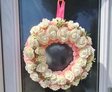 Handmade Wreath for Front Door – Spring Floral Garland with Faux Blooms