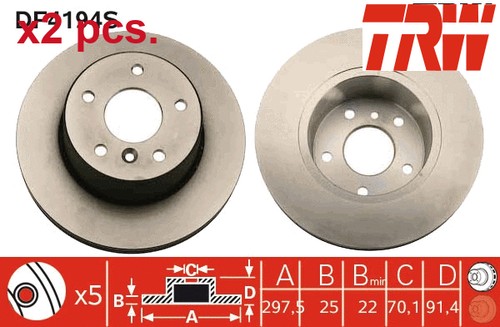 Pcs front brake disc - x2, set