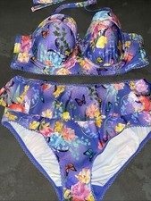 Ladies Purple Fairy Floral Floozie Frost French Bikini Size 14 Bottoms 36C Top
