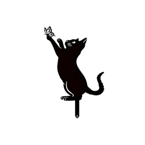 Metal cat garden stake - metal,